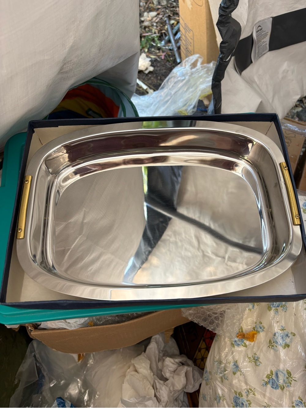 VTG MCM Stainless Steel Tray Argentina New Deadstock